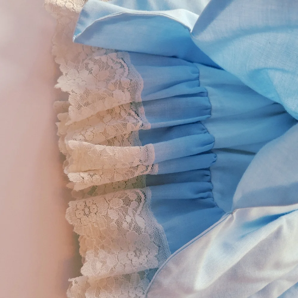 Louis Vuitton Light Blue Peter Pan Collar Pleated Kids Dress